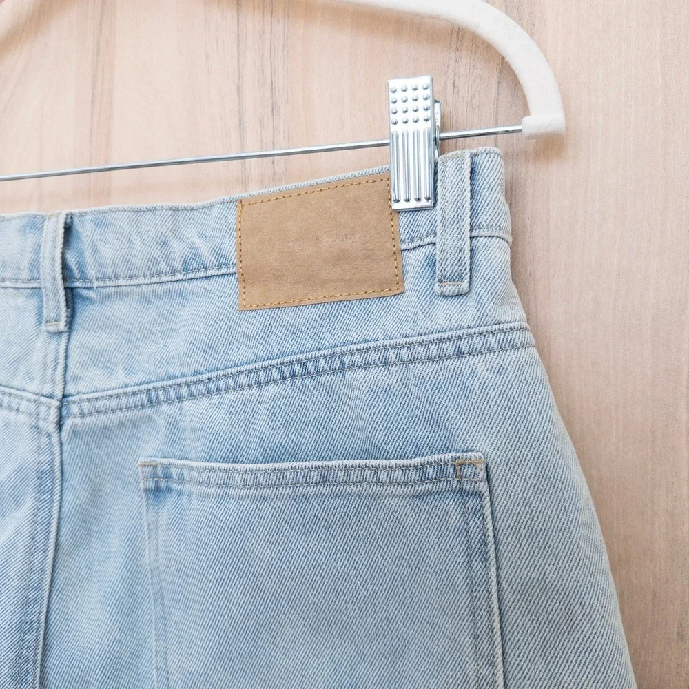 Simple Society Womens Carpenter‎ Denim Shorts 11/30 Blue High Rise Raw Hem 90s